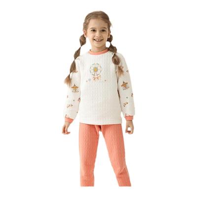 丽婴房儿童内衣套装空气层半高领夹棉睡衣男童女童长袖加厚保暖衣