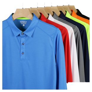 夏季长袖速干Polo有翻领文化衫健身房教练工作服轻薄运动T恤男女