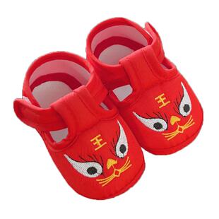 宝宝虎头鞋新生宝宝单鞋布鞋子防滑软底学步鞋男女童大红色婴儿鞋
