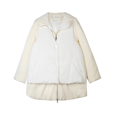 加厚假两件连帽羽绒服女外套