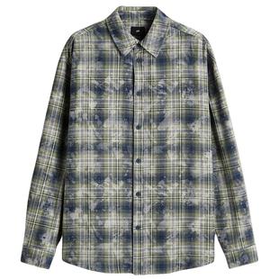 HM男装衬衫25春季新款翻领格子衫宽松美式内搭外套式衬衣1300917