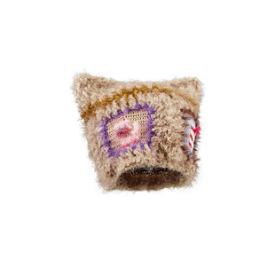 小黄香蕉手钩猫咪星星帽子女猫耳朵手工毛线针织冷帽可爱毛茸茸冬