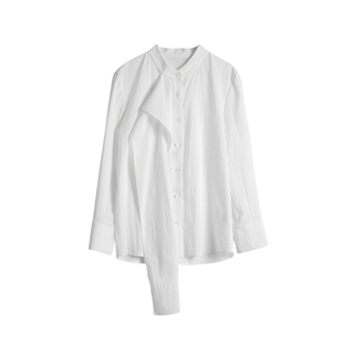 【典雅自持】韩系风飘带衬衫女26春新品白色衬衣气质通勤正肩上衣