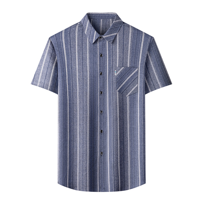 恒源祥男夏装桑蚕丝亚麻短袖衬衫