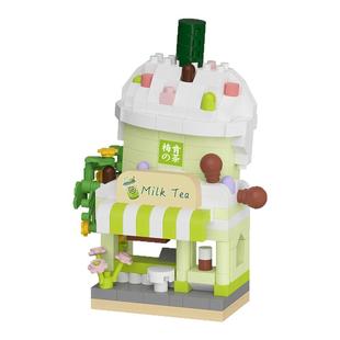梦想小镇街景积木汉堡店小颗粒益智拼装咖啡店玩具奶茶店儿童节61
