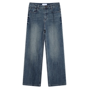 木岸muan长裤定制复古百搭高级裤子简约直筒牛仔裤女SJ-KW-8836