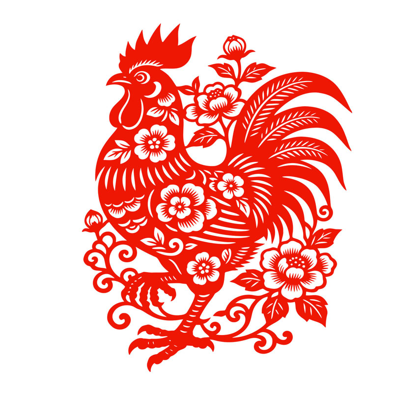 公鸡窗花12生肖鸡静电贴玻璃门玻璃膜/贴