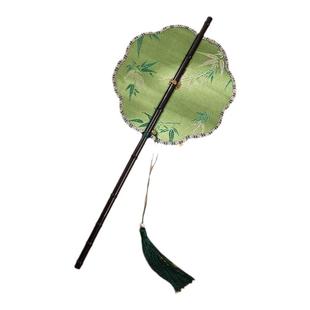 原创古风便携紫竹腰扇长柄扇子汉服旗袍拍照道具可折叠旋转竹帘扇