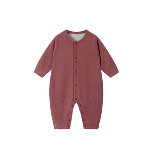 童贝初宝宝保暖连体衣套装秋冬款新生婴幼儿睡衣打底哈衣爬服冬装