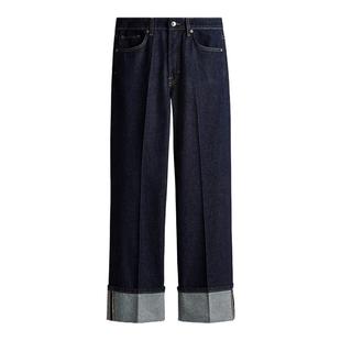 HM女装牛仔裤中缝线牛仔裤5袋式中腰修身日常简约长裤1222679