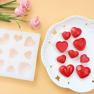 个性 饰甜品滴粘土蛋糕巧克力 小爱心硅胶模具diy糖烘焙翻心形胶装