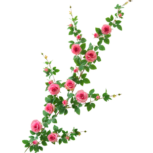 仿真玫瑰假花藤条藤蔓造景网红拍照打卡背景墙装饰瀑布墙门头布置