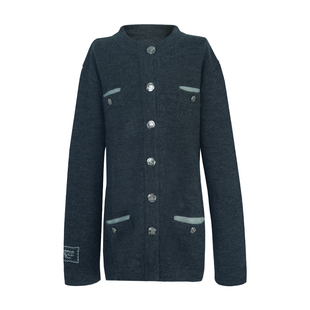 COOLLINE林子熙 杜维埃1957 经典正肩小香可收腰纯羊毛开衫外套女