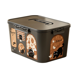 收纳箱家用中古风客厅玩具衣服塑料储物盒带盖新型大容量整理箱子