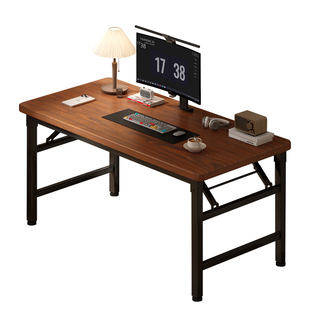 可折叠电脑桌家用实木台式书桌简易办公桌卧室学习长方形写字桌子