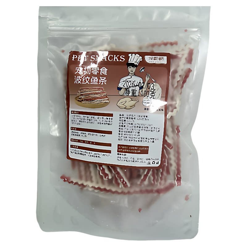 鸡肉鳕鱼啵啵条仓鼠零食高蛋白营养增肥粮食波纹鱼条磨牙洁齿棒