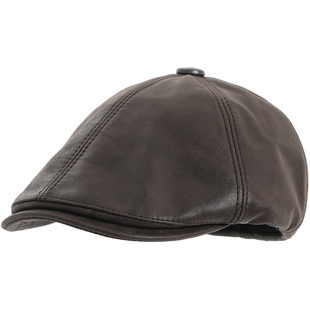 卡蒙新款帽子真皮贝雷帽女冬时尚复古防寒保暖前进帽鸭舌帽旗舰店