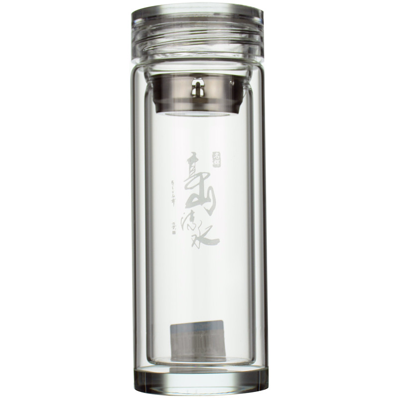 正品名辉双层玻璃杯全透明水晶底