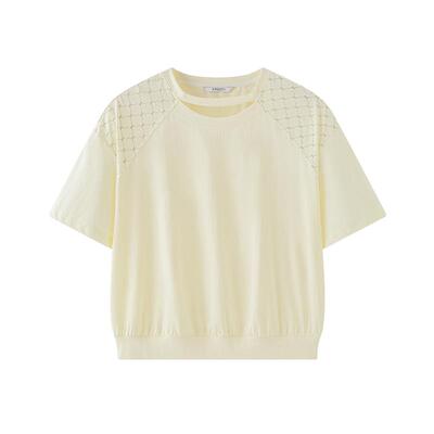 艾莱依镂空凉感防晒短袖t恤女宽松新款UPF40+内搭宽松设计感上衣