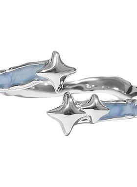 Wind 星河之恋蓝色星球滴胶珐琅彩戒指女简约轻奢开口戒原创指环