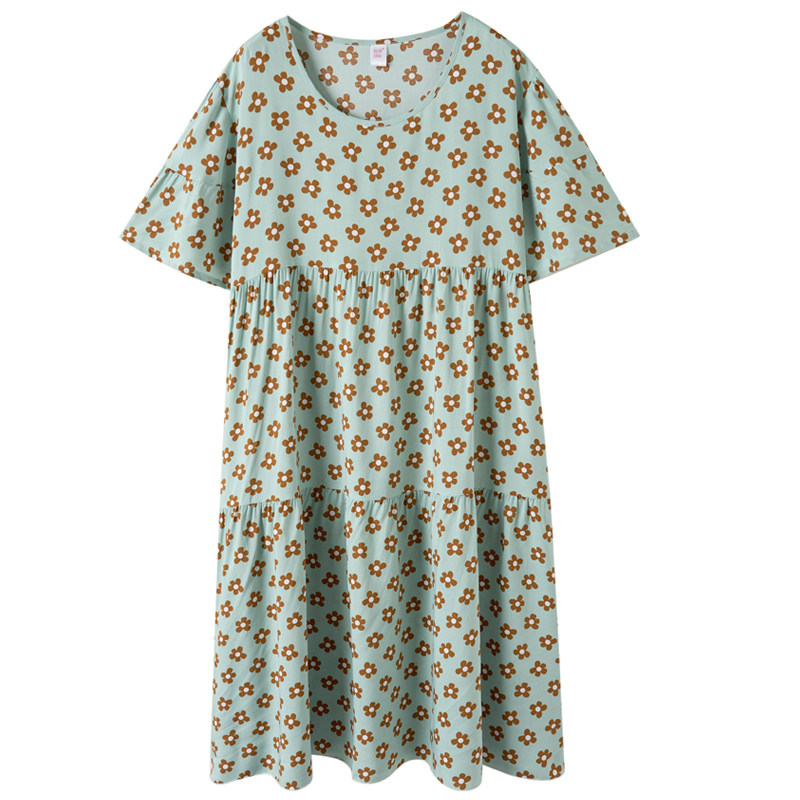 睡衣女夏韩版短袖可爱公主棉绸睡袍家居服绵绸连衣裙大码孕妇裙