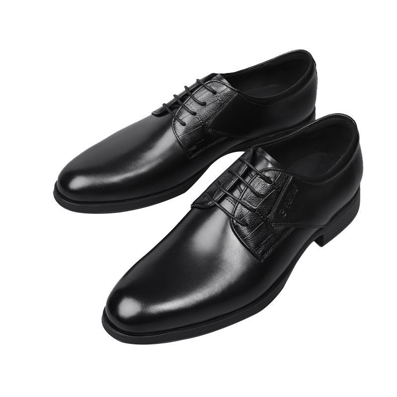 金利来男士皮鞋新款时尚耐磨商务正装黑色拼皮纹婚鞋休闲男鞋