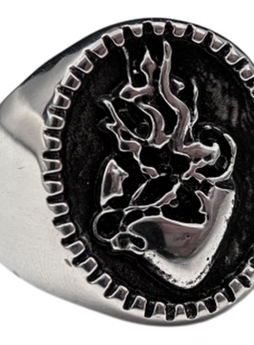 Syou火焰心钛钢戒指个性潮流