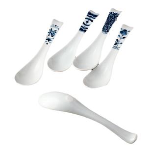 美浓烧日式进口陶瓷小勺子家用喝汤吃饭釉下彩简约高颜值汤勺套装