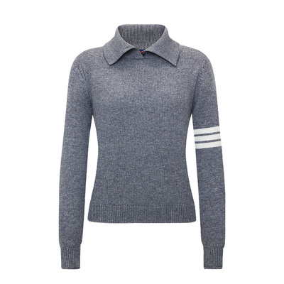 Navigare翻领套头时尚羊毛衫