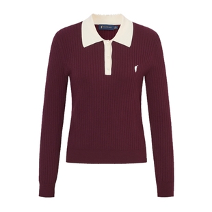 【特惠】POLOWALK女装2025秋冬新款长袖针织衫polo领套头针织衫