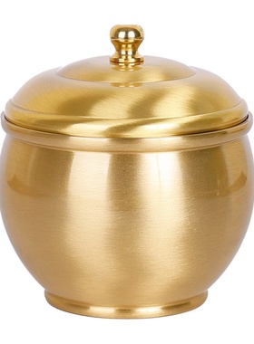 纯铜香粉罐中式桌面，供桌纯黄铜
