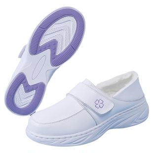 护士鞋冬季软底不累脚女加棉鞋医院专用防滑平底厚底增高加绒加厚