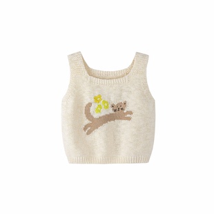 迷你巴拉巴拉女童针织背心春装森系穿搭儿童纯棉洋气宝宝叠穿马甲