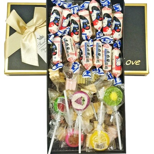 创意糖果切片棒棒糖德芙巧克力大白兔礼盒元旦新年糖果生日礼物