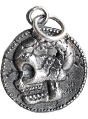 925纯银朋克做旧工艺骷髅吊坠