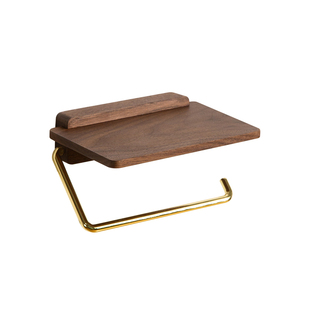 黑胡桃木卫生间卷纸架免打孔浴室北欧实木纸巾架壁挂式厕所置物架