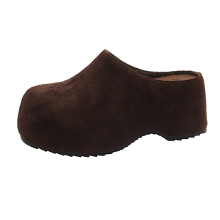 包头厚底增高勃肯鞋半拖女秋冬外穿2025新款穆勒一脚蹬懒人棉拖鞋