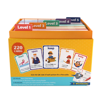 Saalin莎林220高频词英语单词sight words卡小学生英文卡片儿童3+幼儿园学习英语小达人a6启蒙小蝌蚪点读绘本