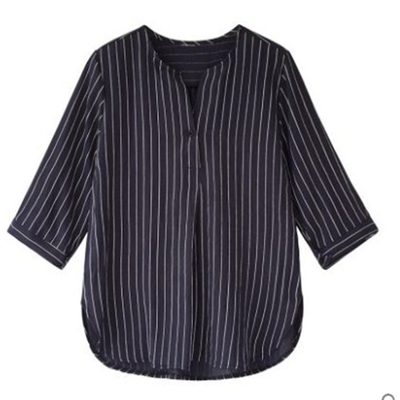 春夏新款韩版时尚大码女条纹衬衫