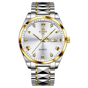 瑞士宾格男士手表名牌正品十大机械男款手表防水钢带夜光石英腕表