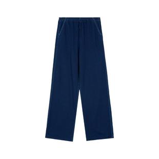 素然klee klee 秋季女士航海环保棉靛蓝染针织直筒休闲裤
