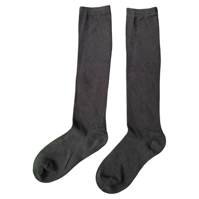 黑色纯棉显瘦JK学院风女长筒袜