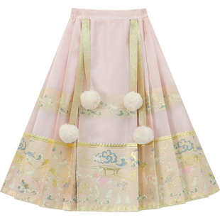 女童马面裙冬装2025新款古风超仙儿童唐装半身裙小女孩明制汉服裙