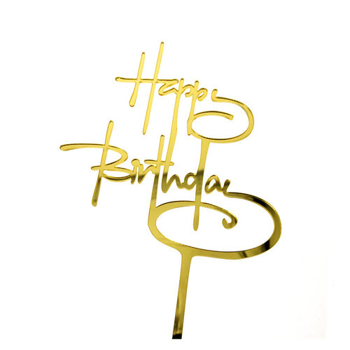 亚克力手写书法生日快乐蛋糕装饰插牌 happy birthday烘焙插件