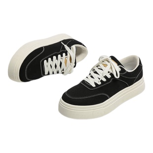 环球帆布鞋男款青春潮流透气厚底增高软底黑色青少年低帮休闲板鞋