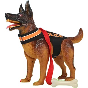 电动玩具狗狗走路会叫儿童男孩宝宝玩具仿真塑胶警犬拉线狗会走大