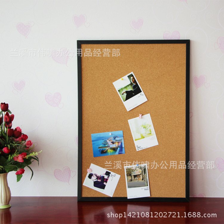 新款直销直销 40*60 MDF边框软木板 挂式图钉板家居照片墙 六色可