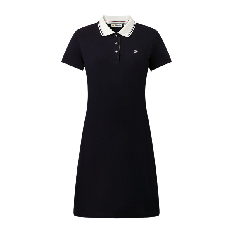 【夏季新品】GOLDEN BEAR/金熊女士2026短袖POLO领针织连衣裙