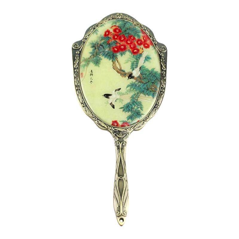 欧式复古青铜金属手柄镜子