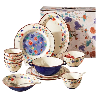 中式陶瓷碗碟餐具套装家用碗盘筷